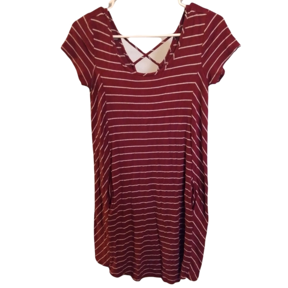 Burgundy mid length dress